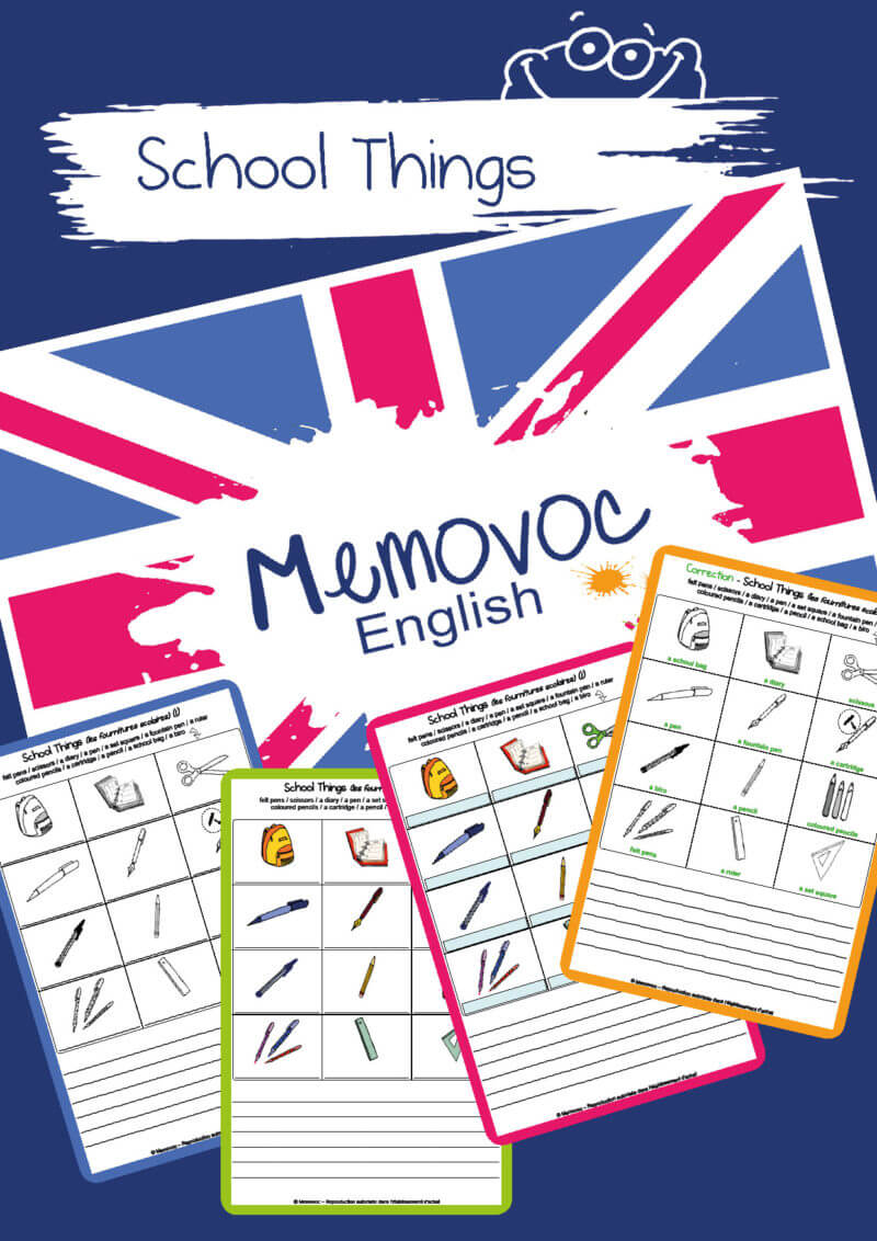 School Things - Vocabulary - PDF Worksheets