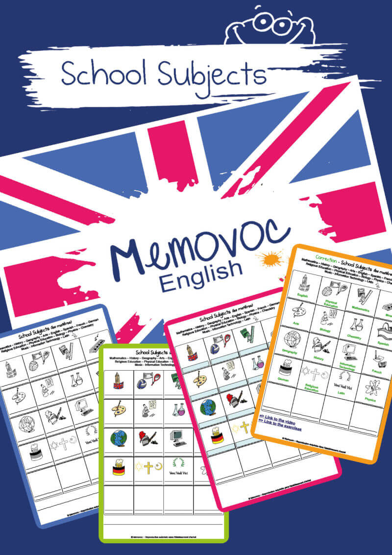 School Subjects Vocabulary PDF Worksheets Memovoc