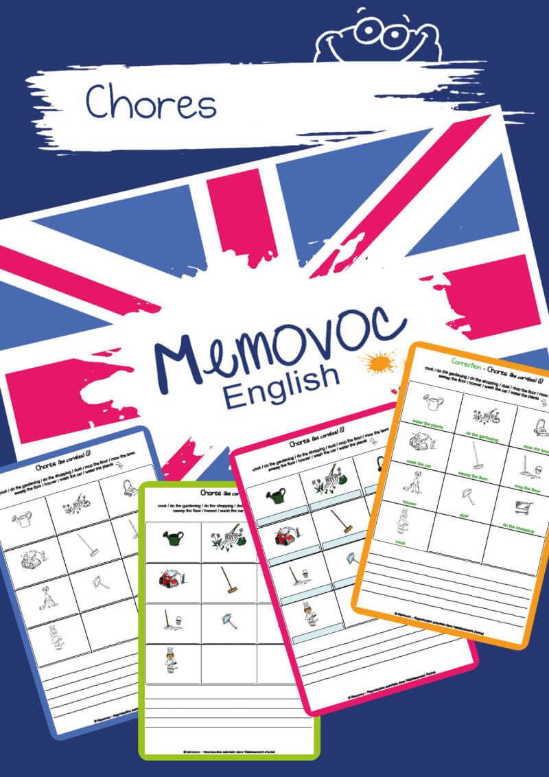 Chores - Vocabulary - PDF Worksheets