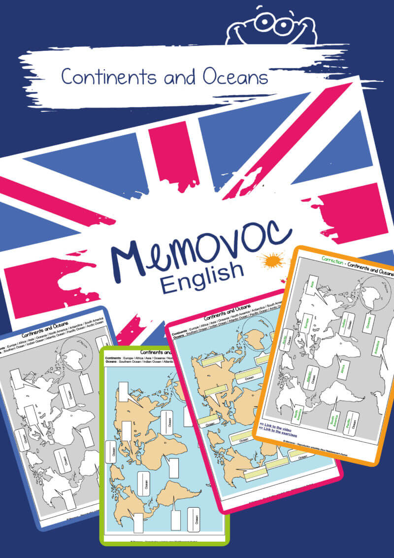 Continents and Oceans - Vocabulary - PDF Worksheets