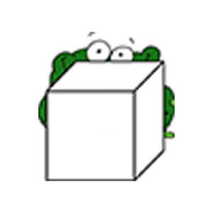 une grenouille derrière une boite