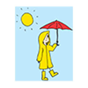 une personne avec un parapluie sous un ciel dégagé