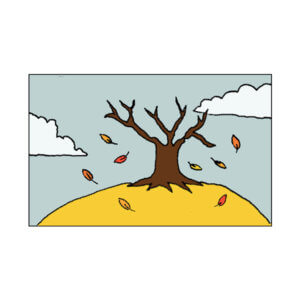Un arbre avec des feuilles qui tombent