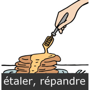 verbe étaler, répandre (de la confiture sur une tartine par exemple)