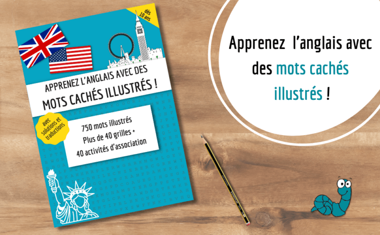 Couverture cahier mots cachés anglais